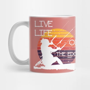 Vintage Sunset Retro Sunrise White Kitesurfer Silhouette Mug